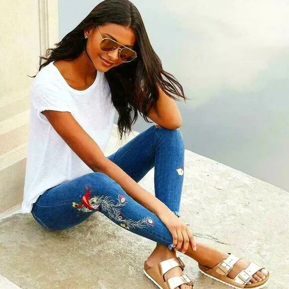 Free People Phoenix & Floral Embroidered Skinny Jeans - Picture 3 of 13